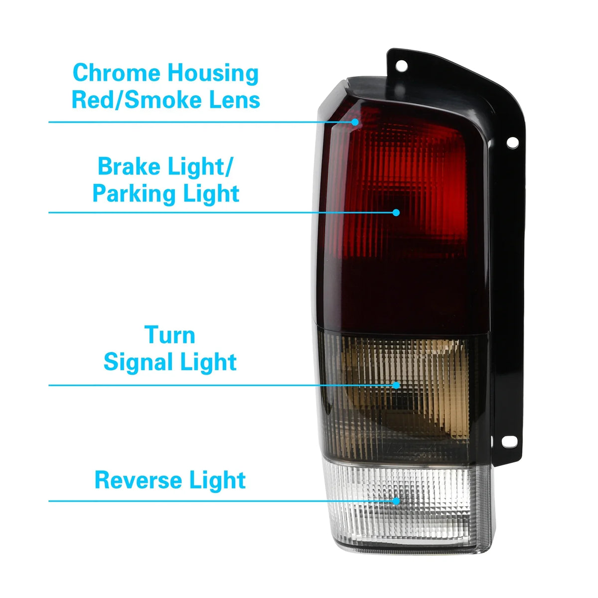 Fits for Jeep 97-01 XJ Tail Lights Red/black Smoke Lens Rear Tail Lamps Set(Left + Right)matching with 1997-2001 Cherokee XJ