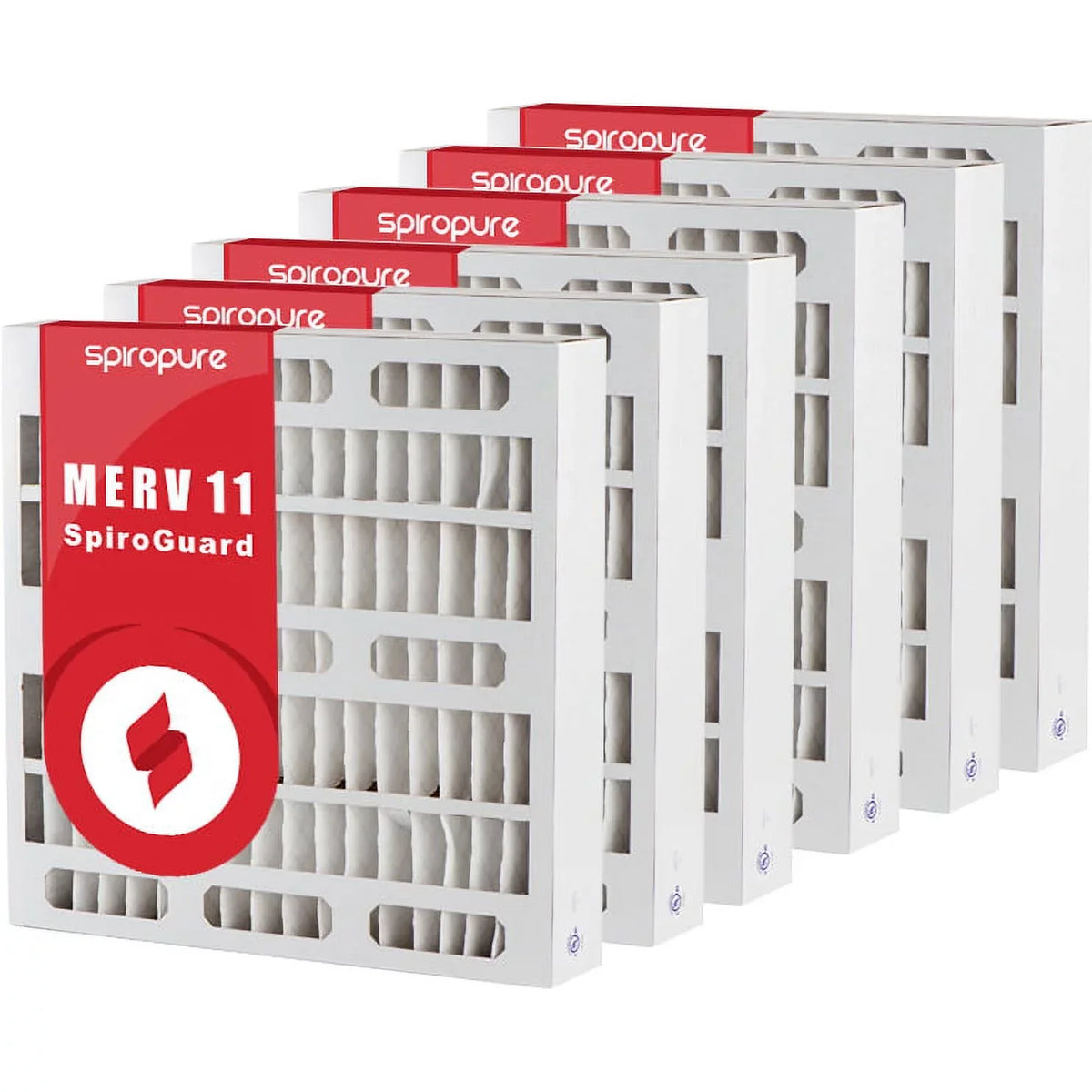 SpiroPure 9x20x4 MERV 11 Pleated Filter Air Filters - Made in USA (6 Pack)