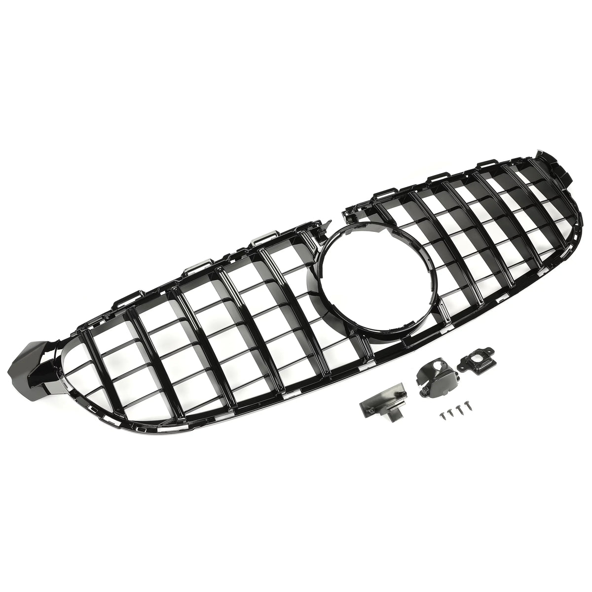 Kojem Front Bumper Grille for 2015 2016 2017 2018 Mercedes Benz W205 C63 AMG S Black Painted for Both with Or without Camera Model shield