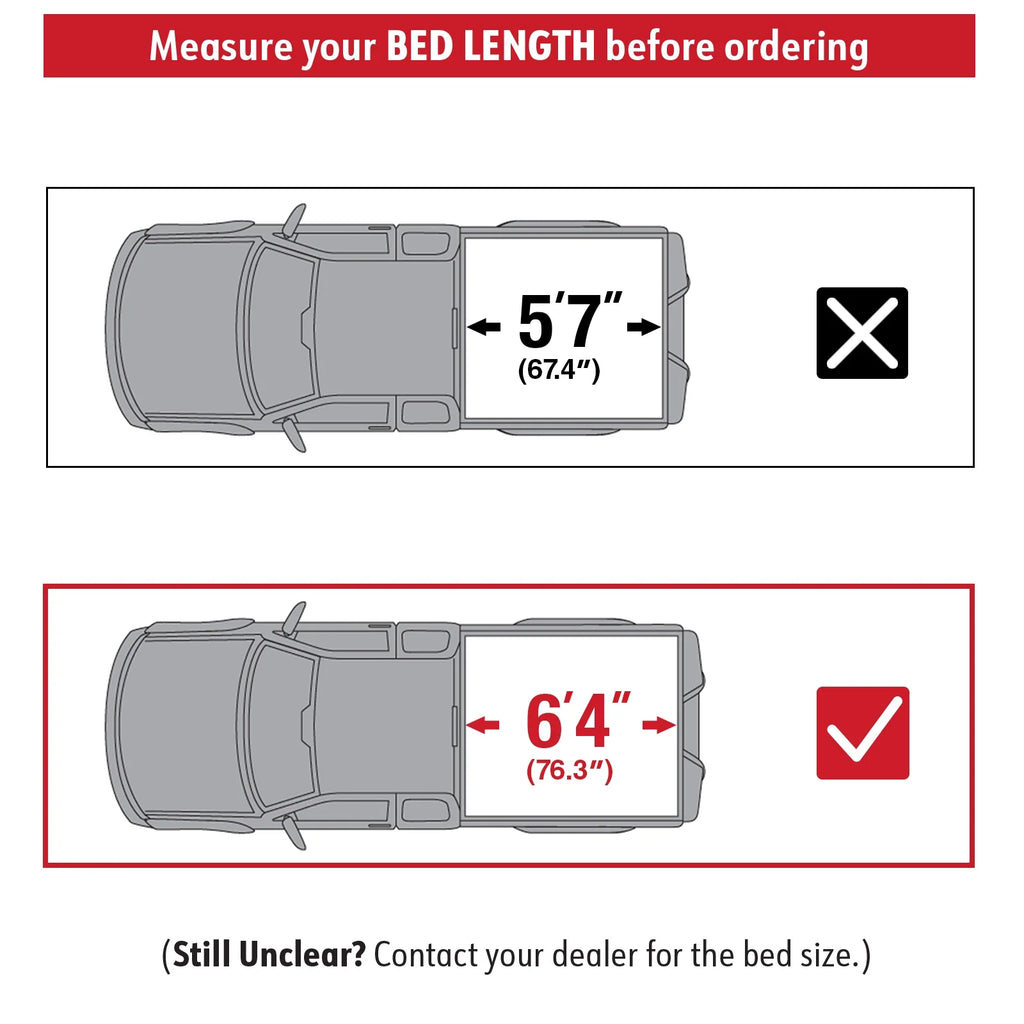 MaxMate Soft Quad-fold Truck Bed Tonneau shield appropriate with 2019-2024 Ram 1500 New Body (NOT FIT 19-23 Classic) | 6'4" (76") Bed | TCD484045