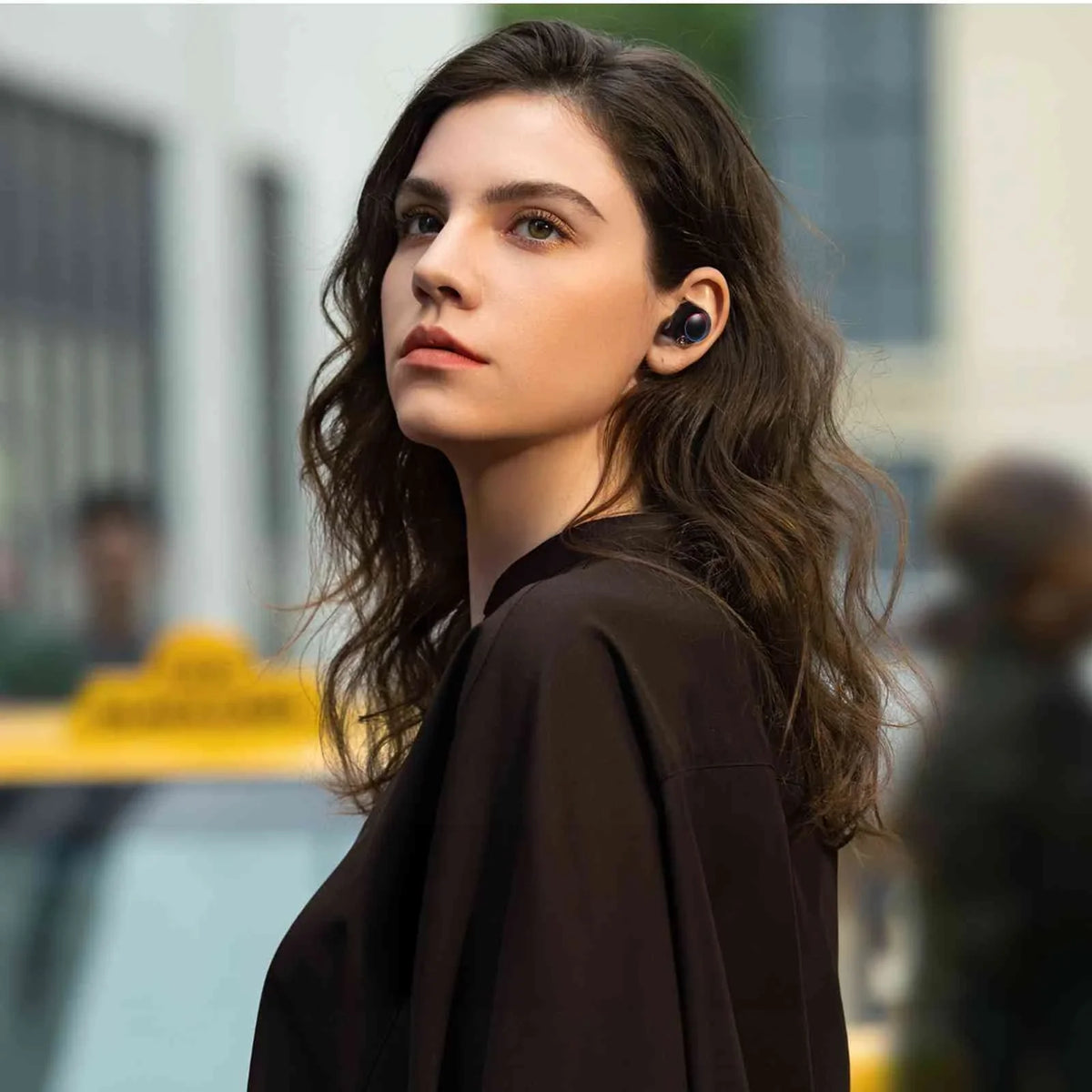 UrbanX True Wireless Bluetooth Earbuds + Charging Case, Black, Dual Connect, IPX5 moisture Resistance, Bluetooth 5.2 Connection, Balanced, Bass Boost appropriate with  Tab M8 (HD)