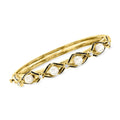 Diamond Bangle Bracelet With Black Enamel in 14kt Yellow Gold, Women's, Adult, Pre-Owned. t.w. 1970 Vintage 5.5mm Cultured Pearl and .25 ct. Ross-Simons C