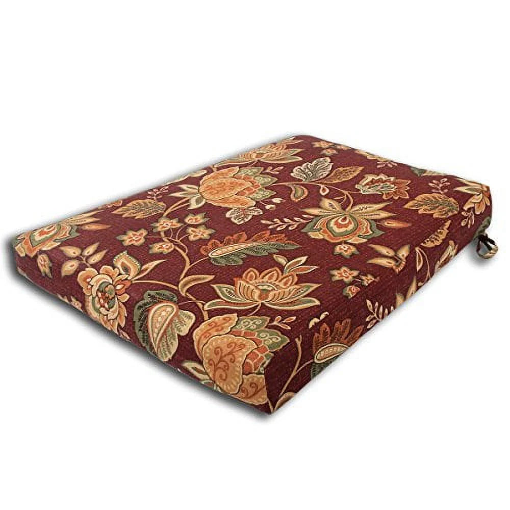 Polyester Fabric Cassie Cherry Palm. Set Of 2 Outdoor Dinning Trapezoid Seat Bottom Cushion 21" W X 24" D X 3" H