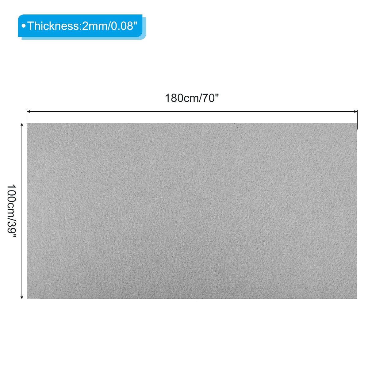 Acrylic Soft Felt Fabric Sheets Fiber Sheets Silver Tone 70x39 Inch 2mm Thick
