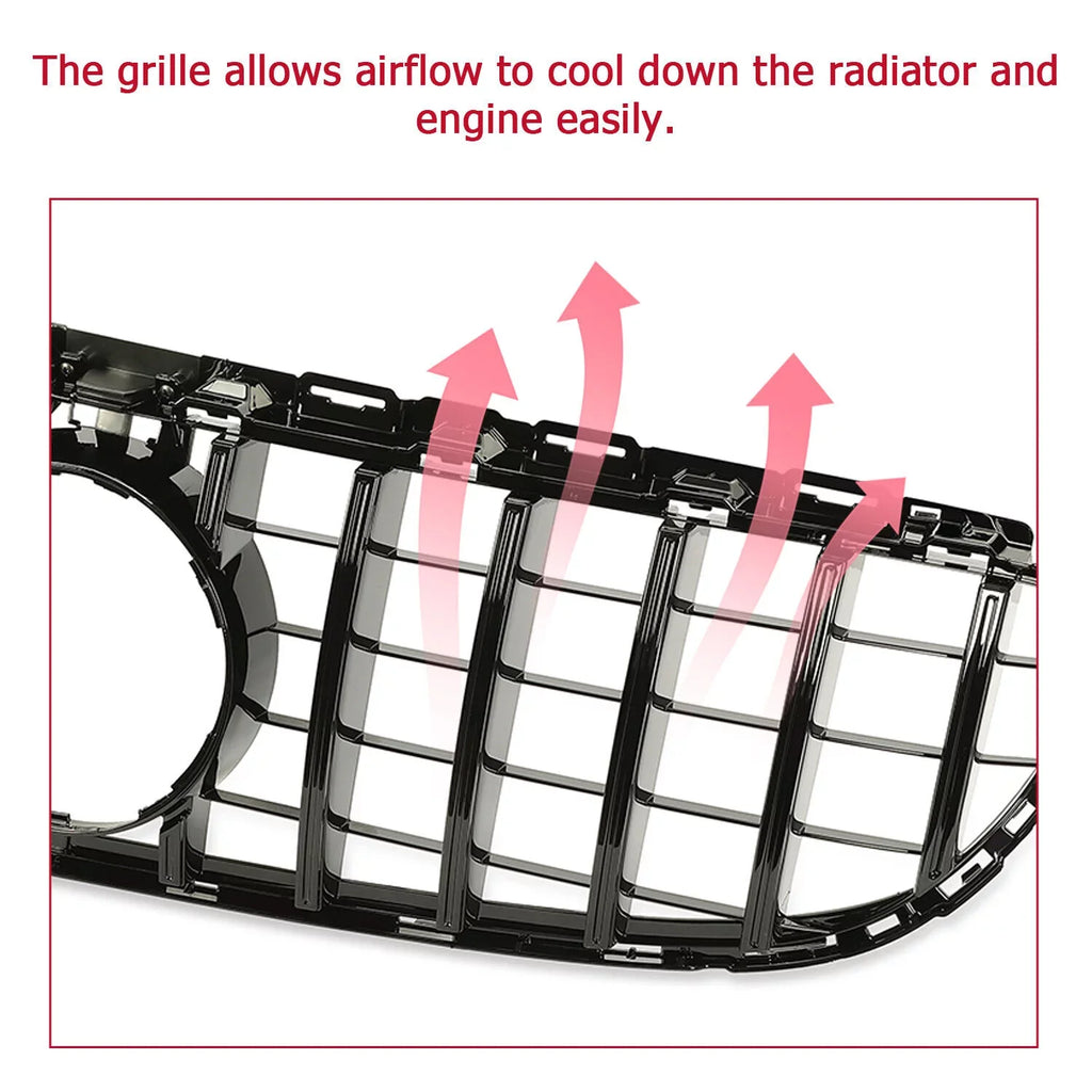 Kojem Front Bumper Grille for 2015 2016 2017 2018 Mercedes Benz W205 C63 AMG S Black Painted for Both with Or without Camera Model shield