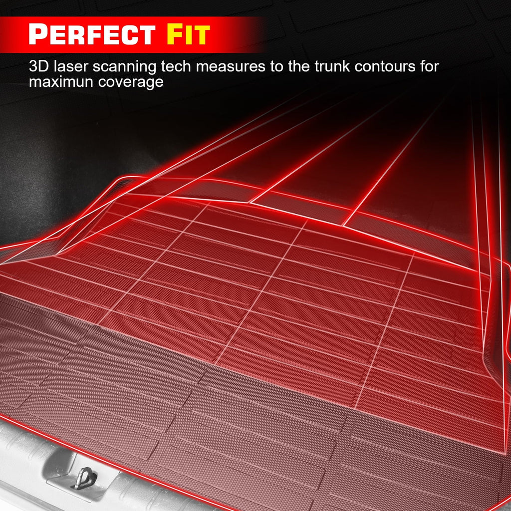 Ikon Motorsports Trunk Mat appropriate With 2023 Honda CR-V, Black 3D Molded Car Rear Carpets Liner Protection TPE Thermo Plastic Elastomer All climate Boot Tray shield Protector Pad