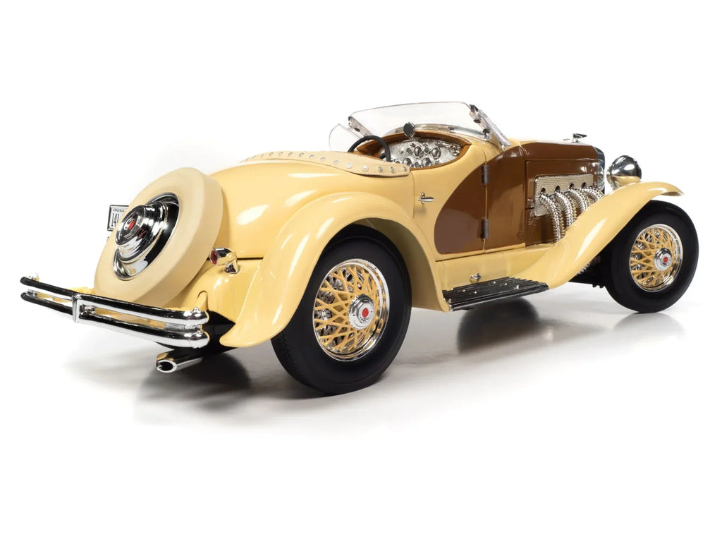 1935 Duesenberg SSJ Speedster Yukon Gold and Chocolate Brown 1/18 Diecast Model Car by Auto World
