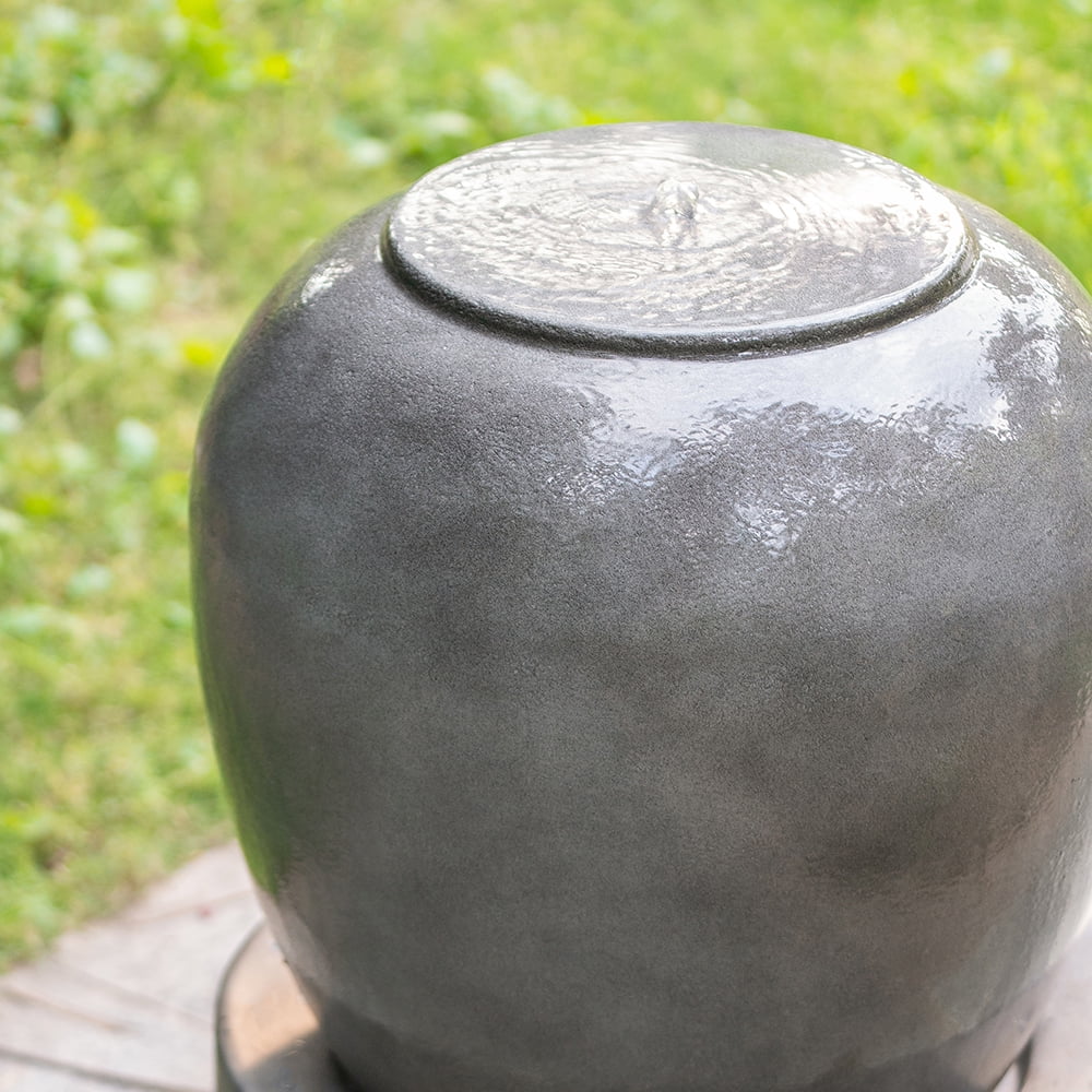 19.5x19.5x32.5" Heavy Outdoor Cement Fountain Antique Gray, Cute Unique Urn Design aqua feature For Home Garden, Lawn, Deck & Patio