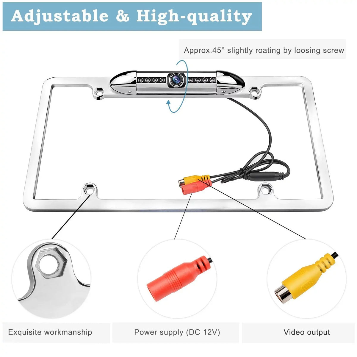 New 12V Car Rear View Backup Camera 8 IR Night Vision US License Plate Frame CMOS