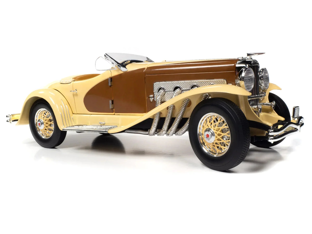 1935 Duesenberg SSJ Speedster Yukon Gold and Chocolate Brown 1/18 Diecast Model Car by Auto World