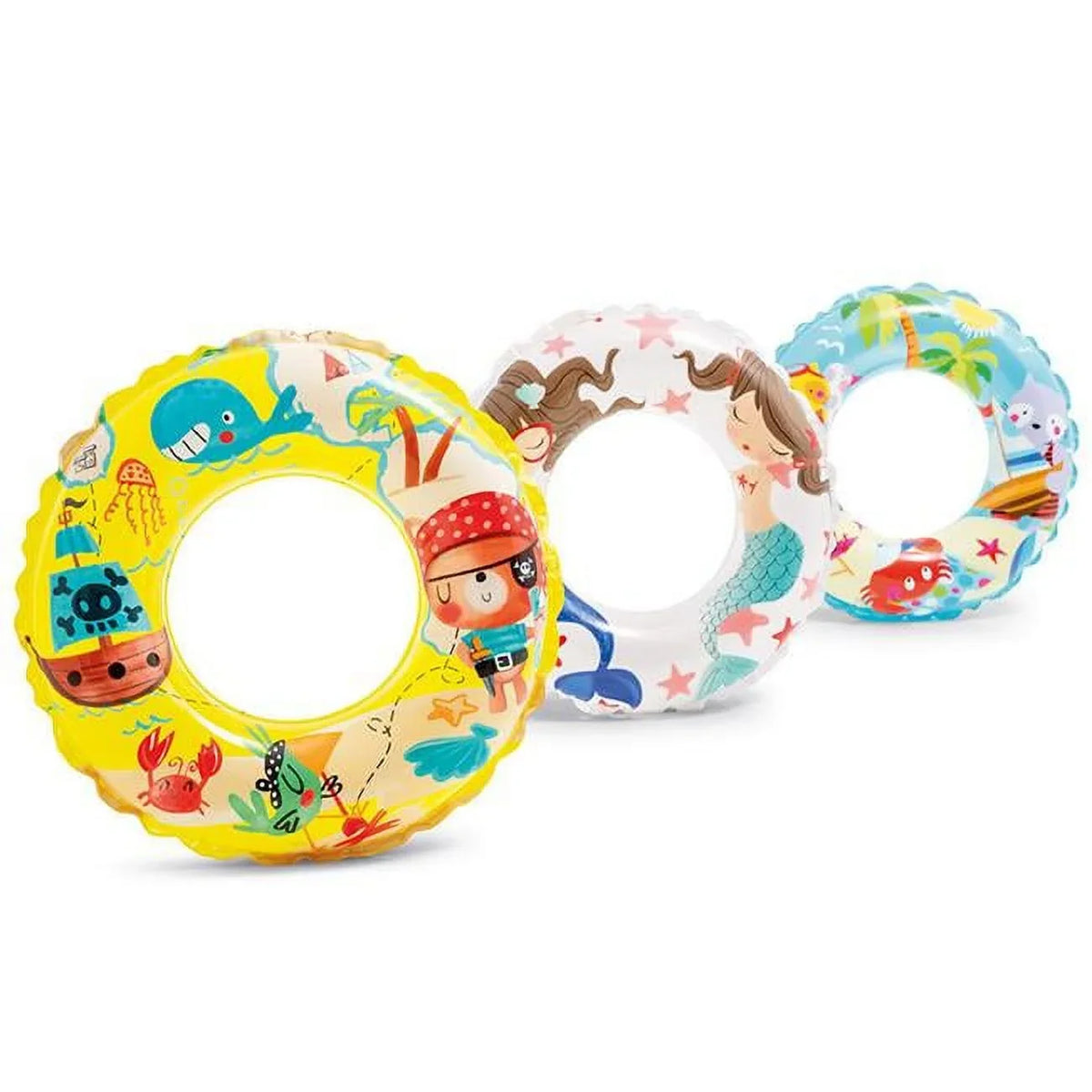 Inflatable Swim Rings, Assorted Print - Case of 36. DDI 2364905 24 in