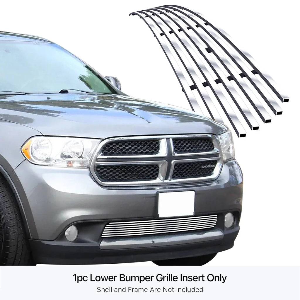 APS Premium Stainless Steel Silver 8x6 Horizontal Billet Grille suitable with Dodge Durango 2011-2013 Lower Bumper N19-C96866D