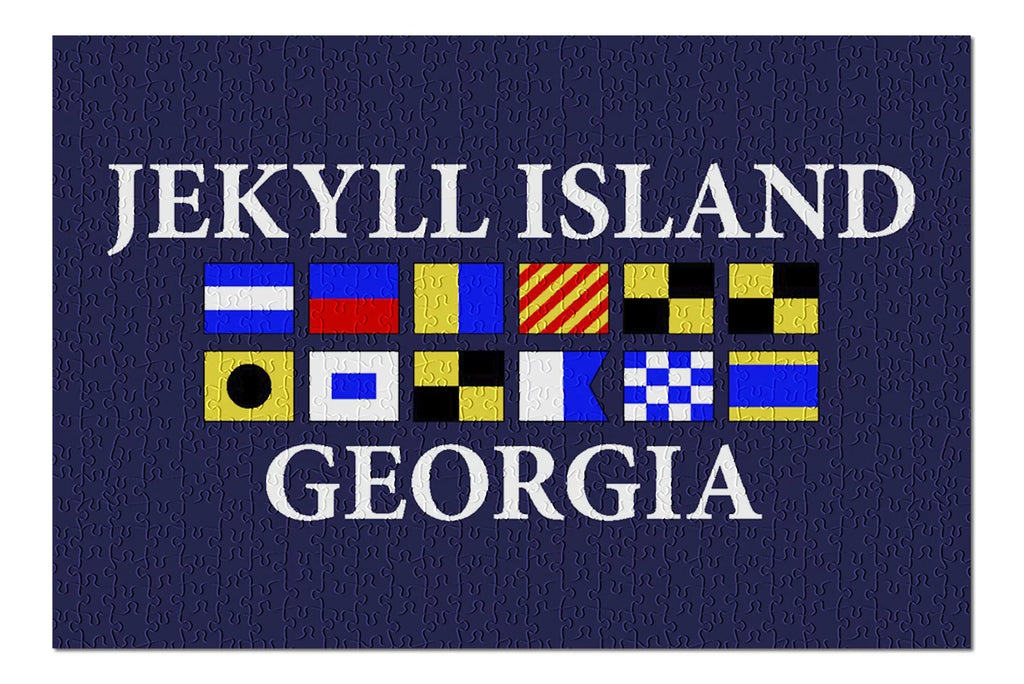 Jekyll Island, Georgia, Nautical Flags (19x27 inches, Premium 500 Piece Jigsaw Puzzle for Adults and Family, Made in USA)