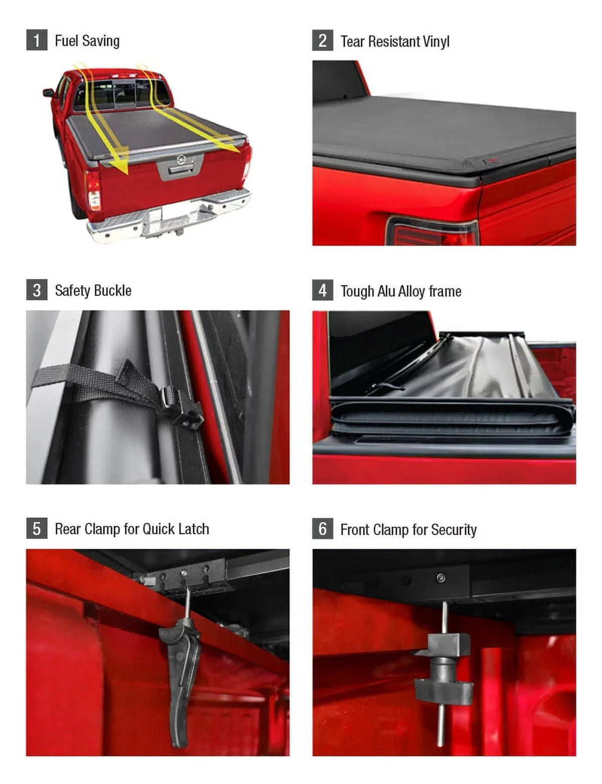 MaxMate Soft Quad-fold Truck Bed Tonneau shield appropriate with 2019-2024 Ram 1500 New Body (NOT FIT 19-23 Classic) | 6'4" (76") Bed | TCD484045