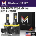 Mega Racer  328d xDrive Wireless H11 H8 H9 H16 LED Headlight Bulbs 6500K Cool White 12V 50W 12000LM  328d xDrive 2014 2015 2016 2017 2018 14 15 16 17 18 Fog Light Automotive Replacement