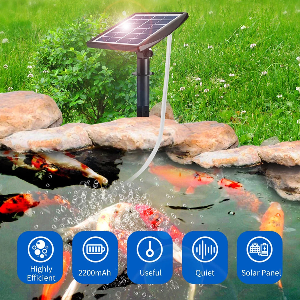 Htovila 2W -in Solar Pump with 8.2ft 2 Air Bubble Stones Fish  Oxygenator Aquarium Aerator Air Pump Fishing Aerator for Garden Fish  Pool Pond