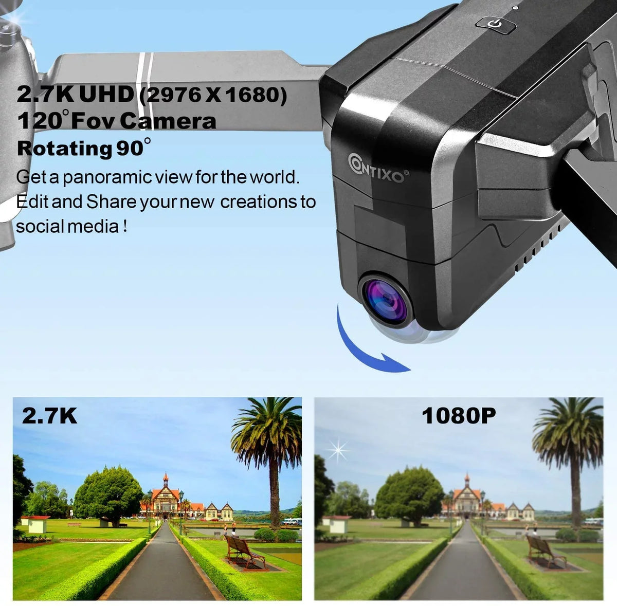 Contixo F24 Pro Drone with 4K UHD Camera for Adults, RC Quadcopter GPS FPV Camera appropriate with VR, 30 Minutes Flight Time, Foldable Brushless Motors, Follow Me, Waypoint with Carrying Case
