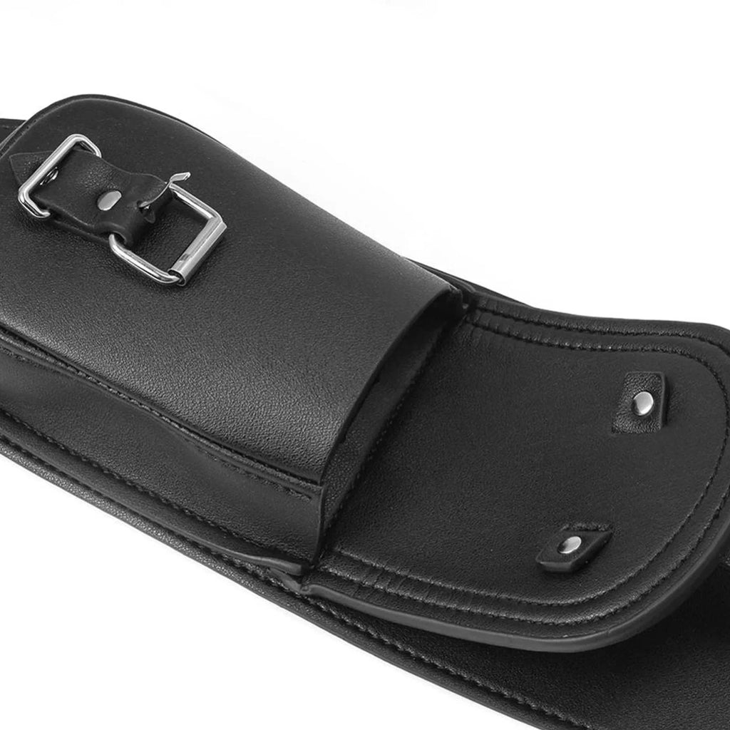 Fuel Tank wrap Bag Panel protector Bag, Easy to Install ,Black Small and Portable Accessory Retro PU Leather Console Center Pouch Tool Bag