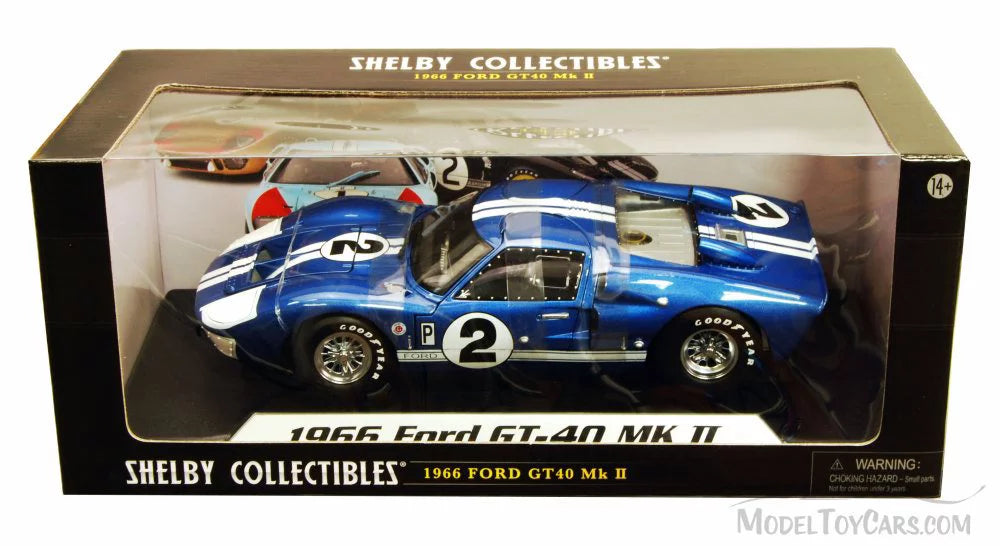 1966  GT-40 MK II #2, Blue w/ White Stripes - Shelby  SC401 - 1/18 Scale
