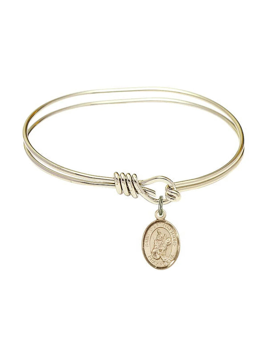 Martin of Tours in Gold-Filled. 5 3/4 inch Oval Eye Hook Bangle Bracelet w/ St