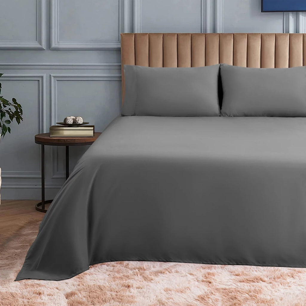 Sonoro Kate 1000 Thread Count 100% Egyptian Cotton Bed Sheet Set, Deep Pocket 4-Piece Cotton Sheet, Queen, Dark Gray