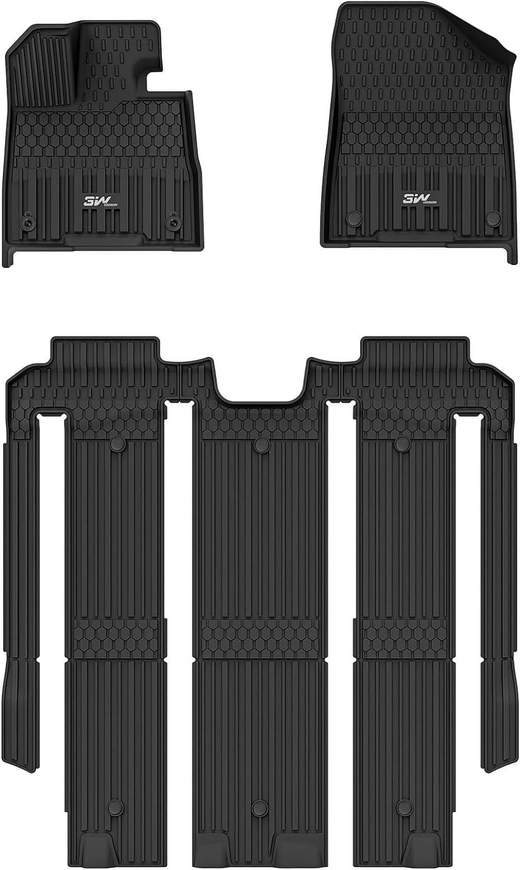 3W Floor Mats for 2021-2024  Sienna 7 Seat Car Floor Liner fit Sienna 7 seat TPE All elements