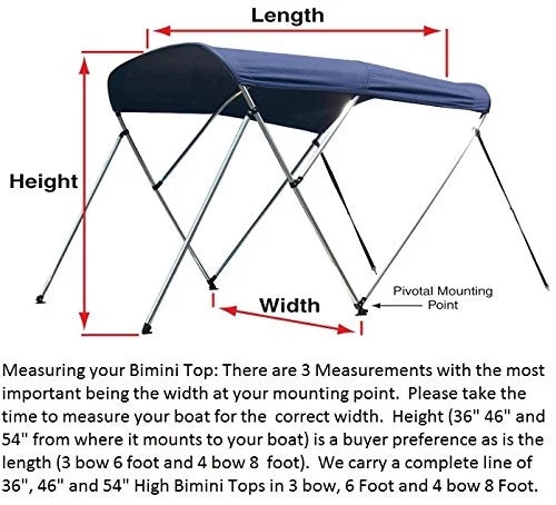 L x 73" - 78" W BURGUNDY Rear Poles. Bimini Top vessel wrap 46" High 3 Bow 6' ft