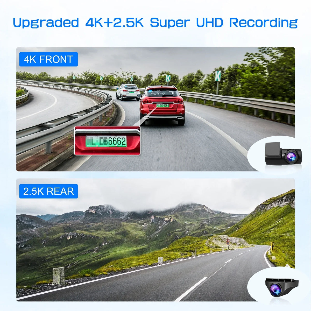 JOMISE 11" Rear View Mirror Camera Dash Cam 4K Front and Rear Split Screen GPS 32G Card 24H Parking Monitor