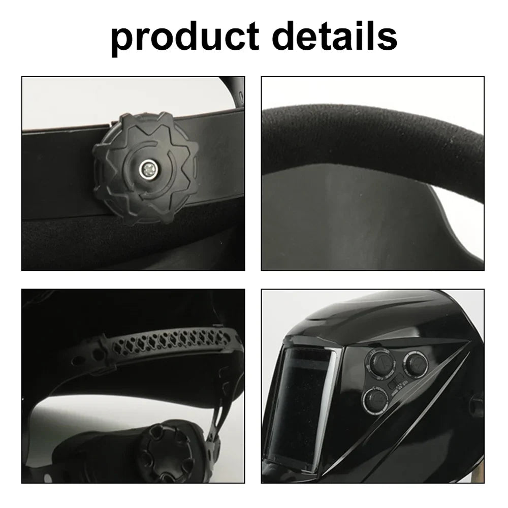 Yabuy Solar Charging Automatic Dimming Welding Large View True Color Welding Facemask 130℃ High Temperature immune Auto Darkening Facemask for Arc Welding Grinding Cutting