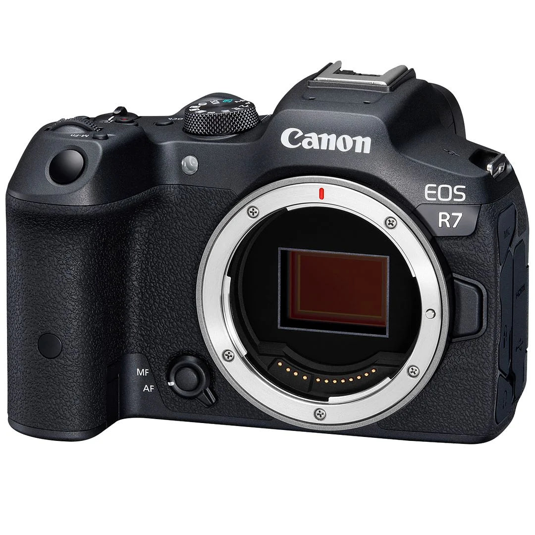 EOS R7 Mirrorless Camera (Body Only) with 2 Pack SanDisk 32GB Memory Card + Case + LED Flash + SV Premium Accessory Bundle