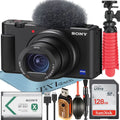 ZV-1F Vlogging Camera (Black) with SanDisk 128GB Memory Card + ZeeTech Accessory Bundle