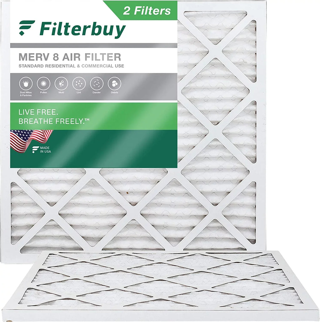 Filterbuy 22x22x1 MERV 8 Pleated HVAC AC Furnace Air Filters (2-Pack)