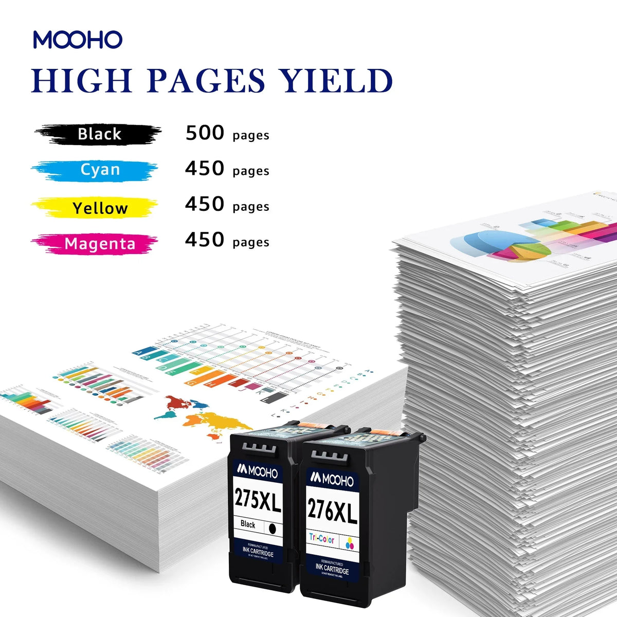 275XL and 276XL Ink Cartridges Combo Pack Replacement for  Printer Ink 275 276 Combo Pack 275XL 276XL PG-275 CL-276 for Pixma TS3522 TR4720 TR4700 TR4722 TS3500 TS3520 (4-Pack)