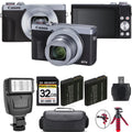 PowerShot G7 X Mark III Digital Camera (Silver) + Extra Battery + Flash - 32GB Kit