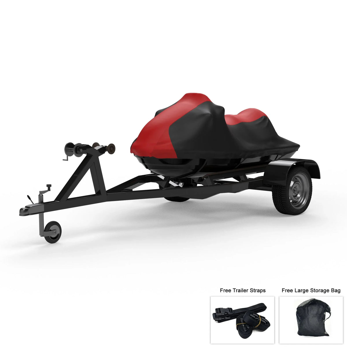 Weatherproof Jet Ski shield For SEA DOO GTX SC 2005 - RED / Black Color - All climate - Trailerable - Protects from Rain, Sun, UV Rays, And More! Includes Trailer Straps And Storage Bag