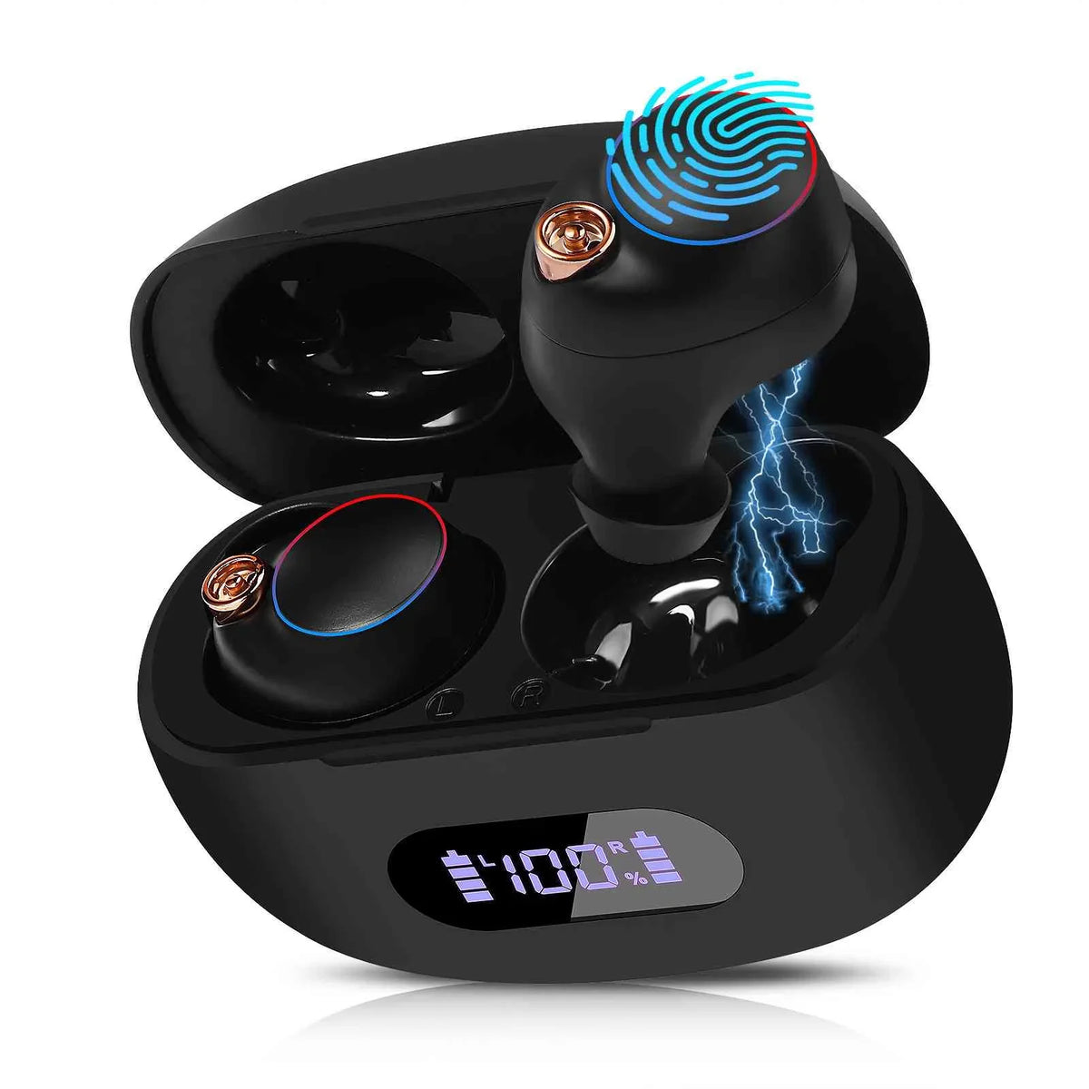 UrbanX True Wireless Bluetooth Earbuds + Charging Case, Black, Dual Connect, IPX5 moisture Resistance, Bluetooth 5.2 Connection, Balanced, Bass Boost appropriate with  Tab M8 (HD)