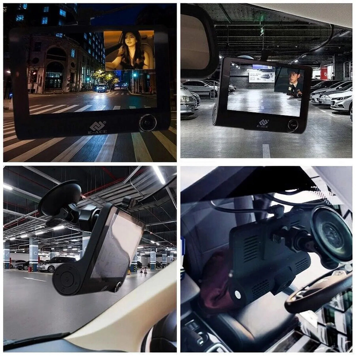 Xhy Car Dual Lens Dash Cam 1080P 4" HD DVR Front/Rear/Built-In Video Camera Driving Recorder G-Sensor, Motion Detection and Parking Monitoring