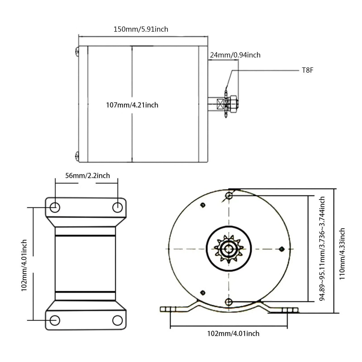 Miumaeov 48V 3 Speed Gears Brush Electric Bicycle Conversion Complete High-superior Kit