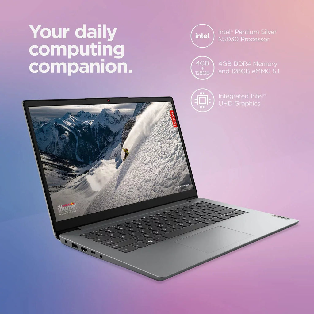 2022 Newest Ideapad 1i Laptop, 14 inch HD Display,  Quad-Core Processor, 4GB RAM, 256GB Storage, Wi-Fi 6, Bluetooth, Cloud Grey, Windows 11 Home in S Mode