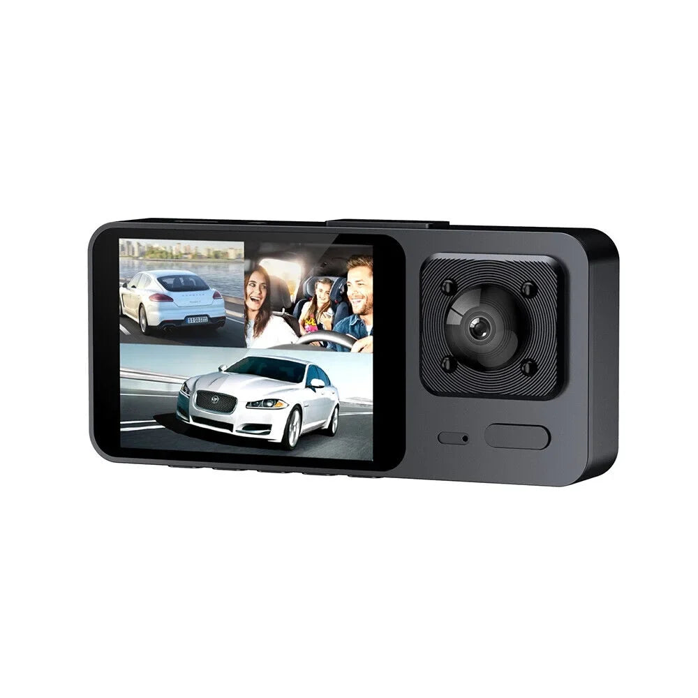 Paddsun Car Dual Lens Dash Camera Cam HD 1080P Front/Rear/Inside Video Recorder G-Sensor